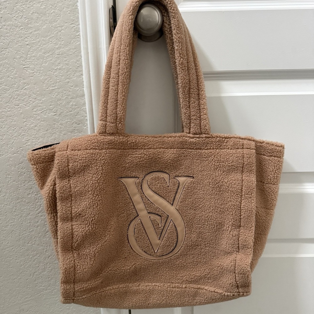 Victoria's Secret Fleece Sherpa Tote Bag Purse Large Cozy Plush Weekender